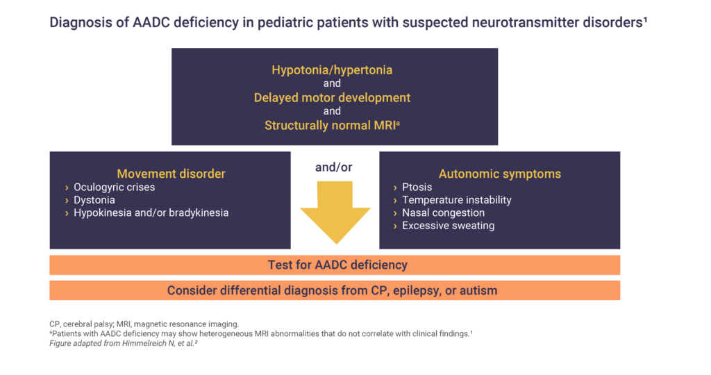Diagnosis of AADC deficiency in pediatric patients with suspected neurotransmitter disorders
